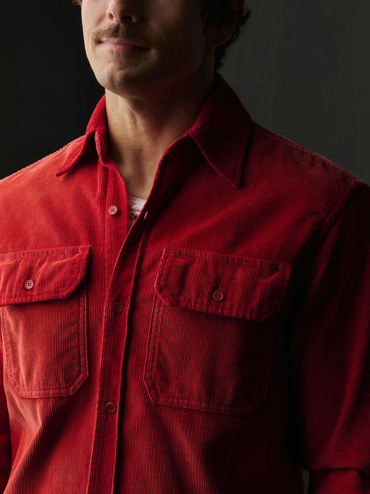 griffin workshirt in sunfaded red cord