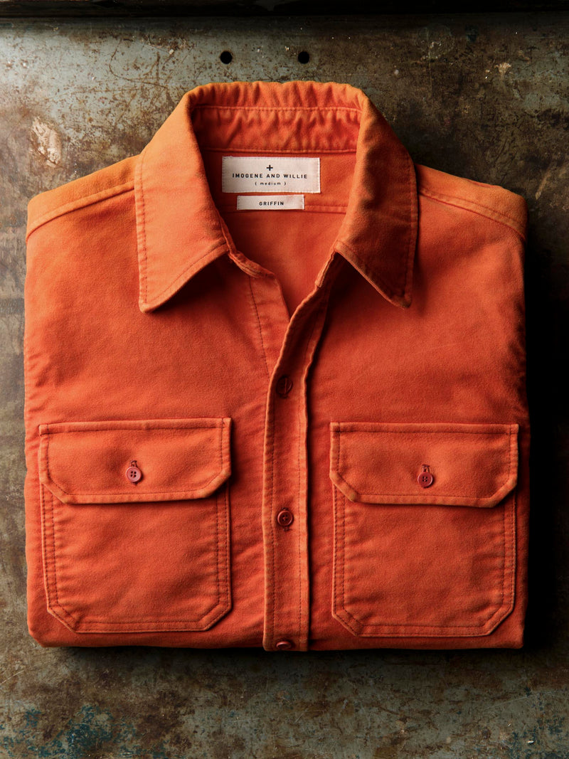the griffin workshirt in orange - Model