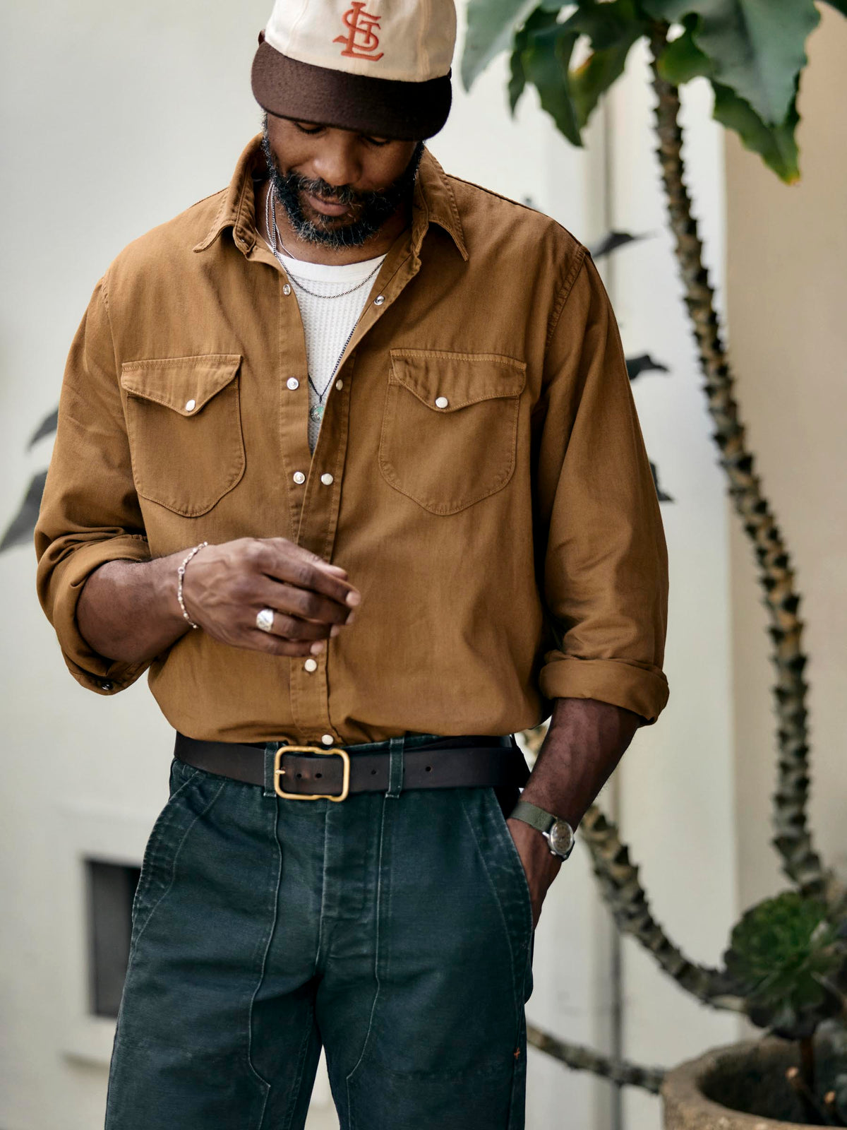 hayes pearl snap in whisper twill