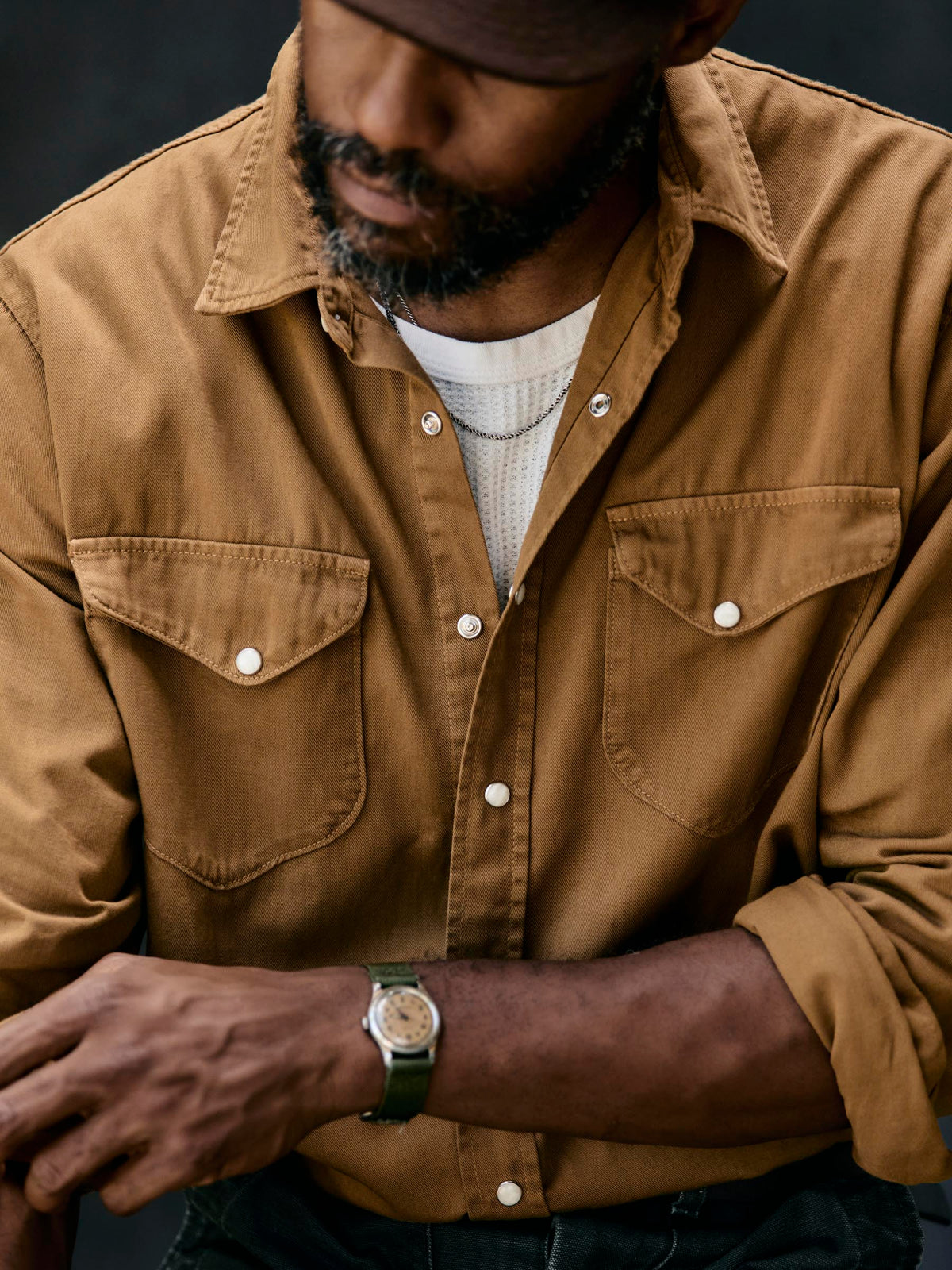 hayes pearl snap in whisper twill