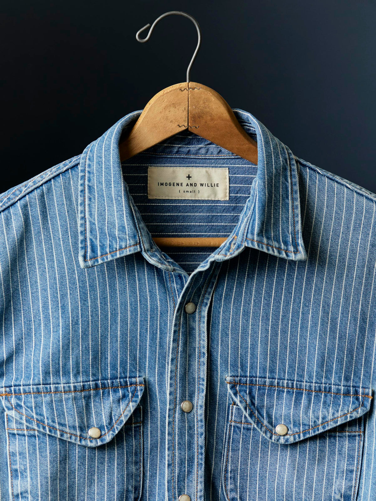 hayes indigo stripe pearl snap