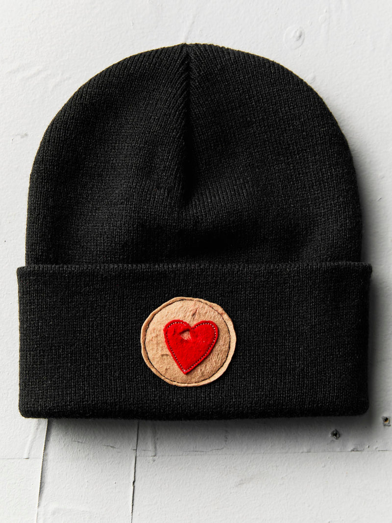 knit "heart" watch cap