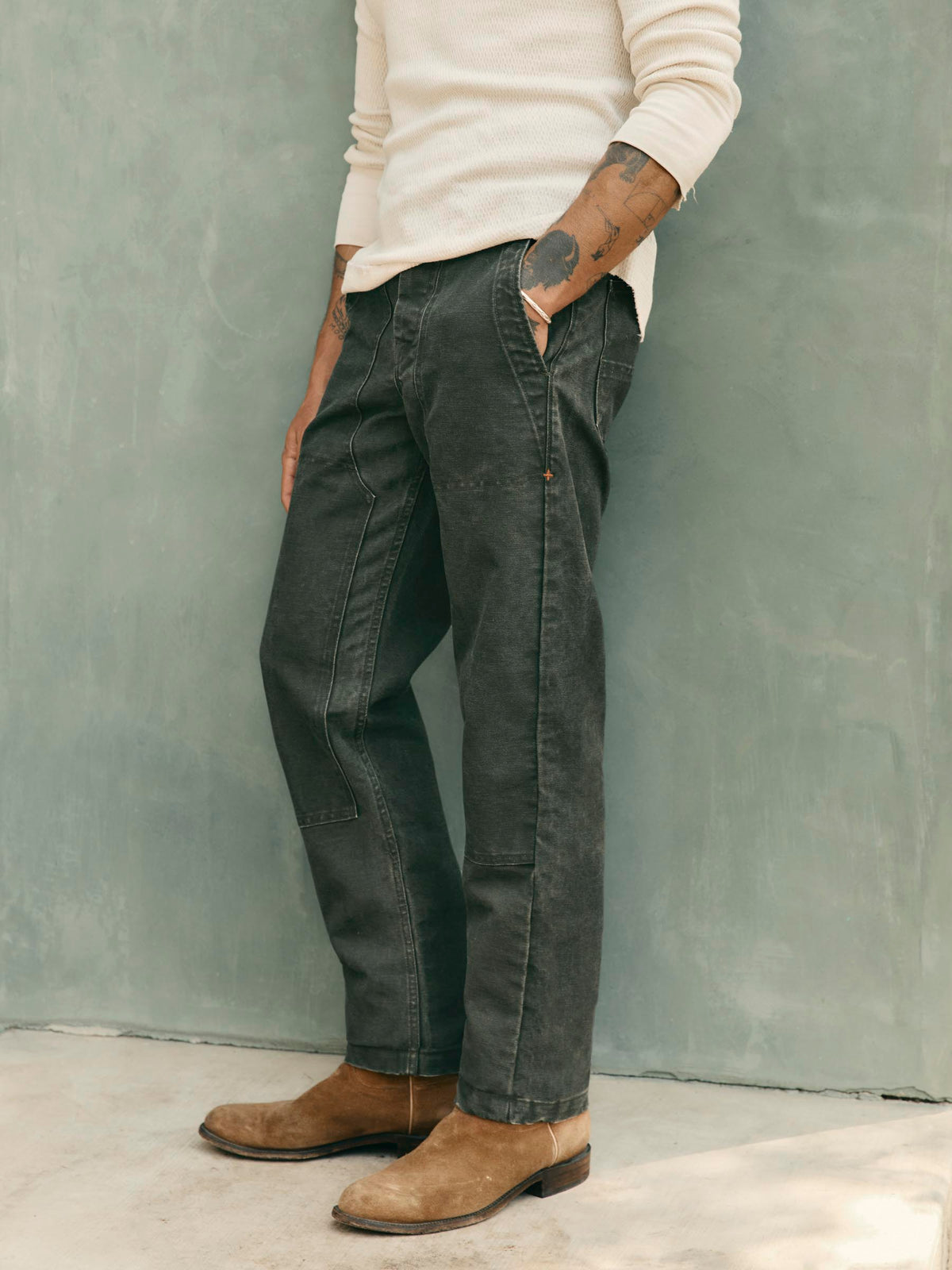 hencye canvas workpant in washed slate