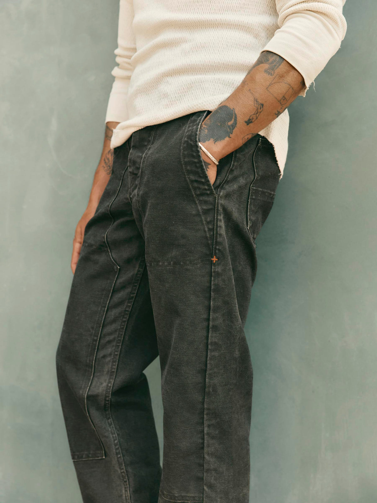 hencye canvas workpant in washed slate