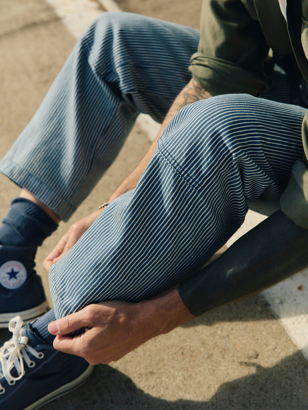 hencye workpant in hickory stripe