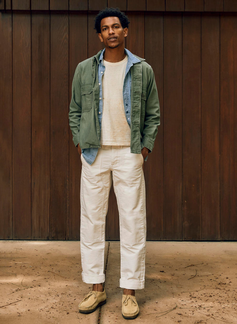 hencye canvas workpant in natural - Model
