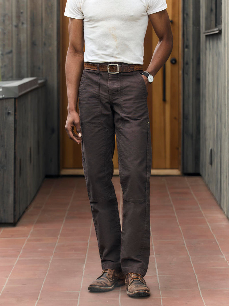 hencye washed canvas workpant in carob