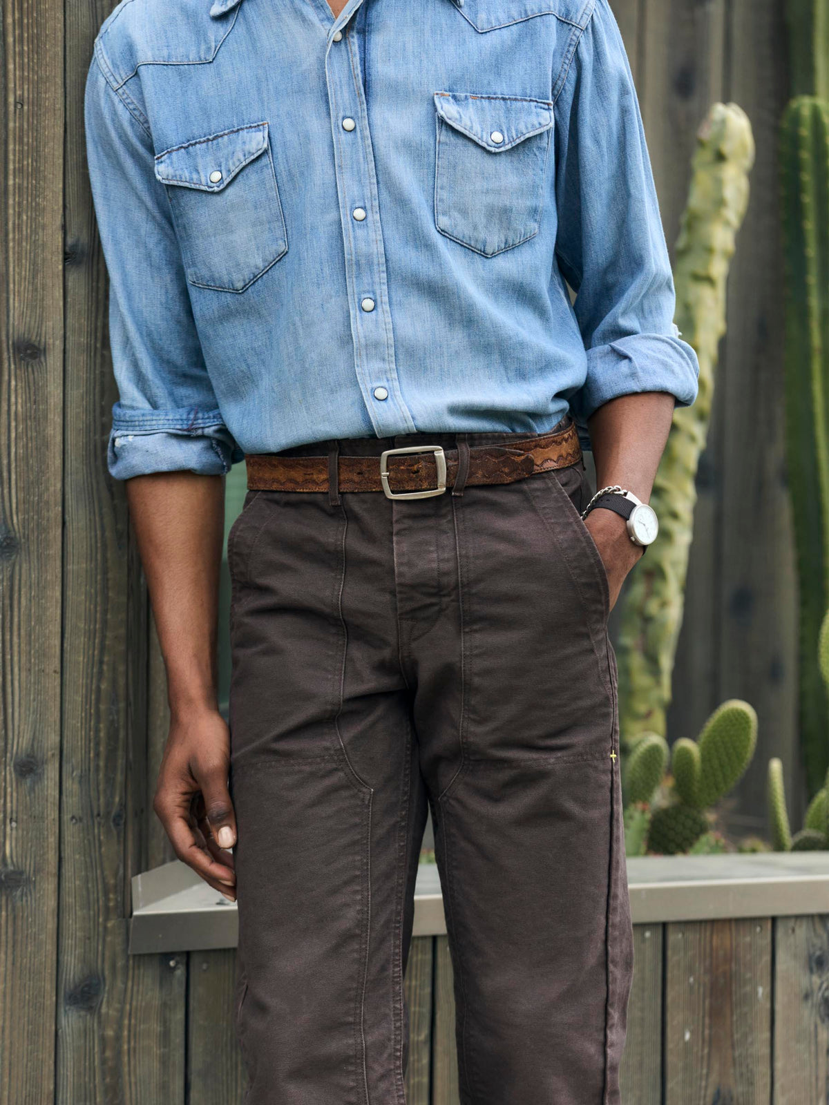 hencye washed canvas workpant in carob