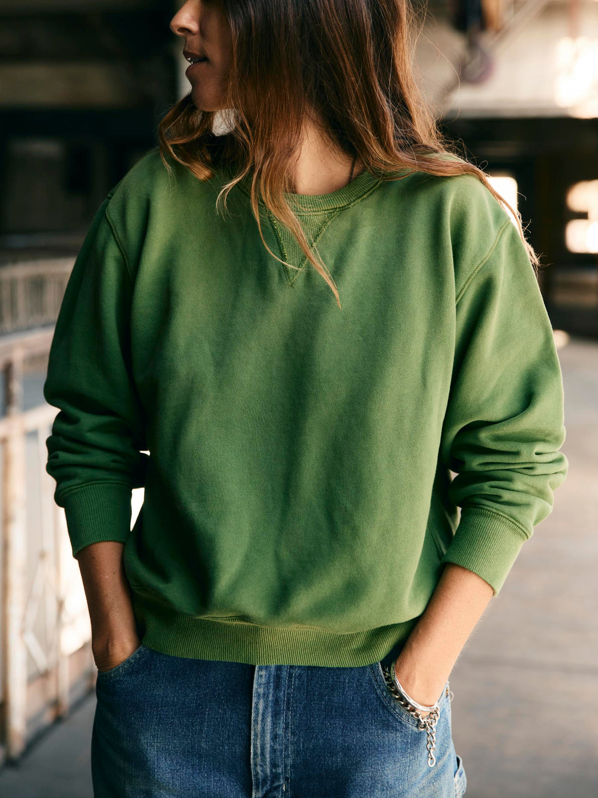 hilts sweatshirt sunfaded green