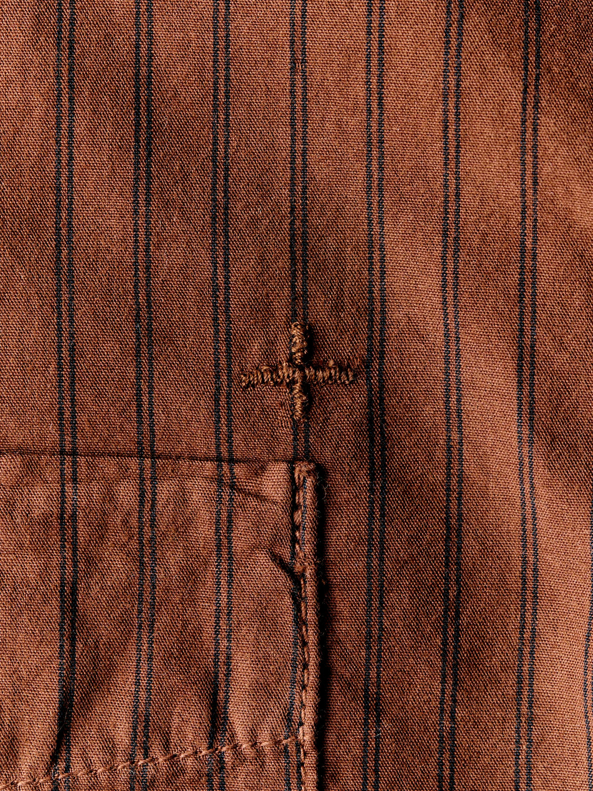 clyde brown striped cotton button up