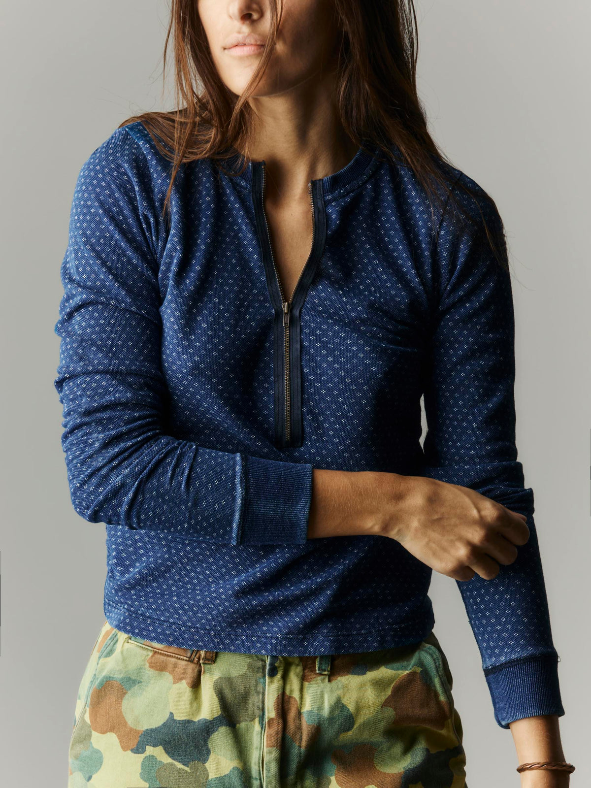 half zip calico thermal
