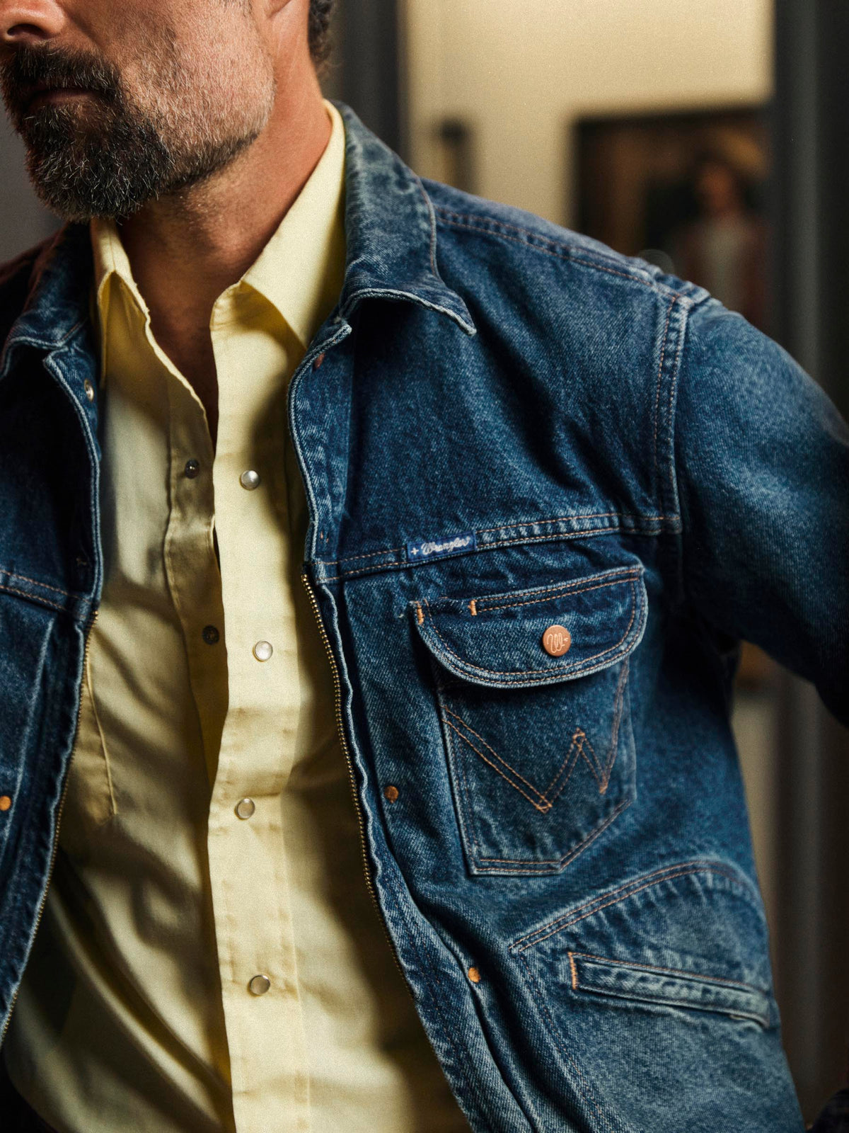 i+w x Wrangler 11MJZ washed denim jacket