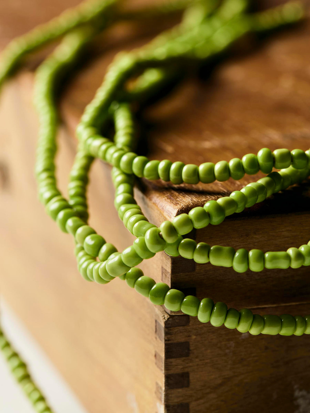 vintage green trade bead necklace