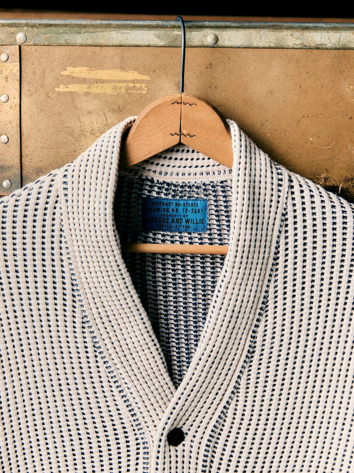 knit waffle cardigan in natural