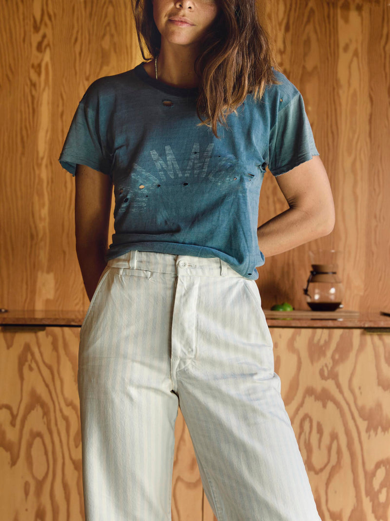 logan bleached indigo stripe - Model