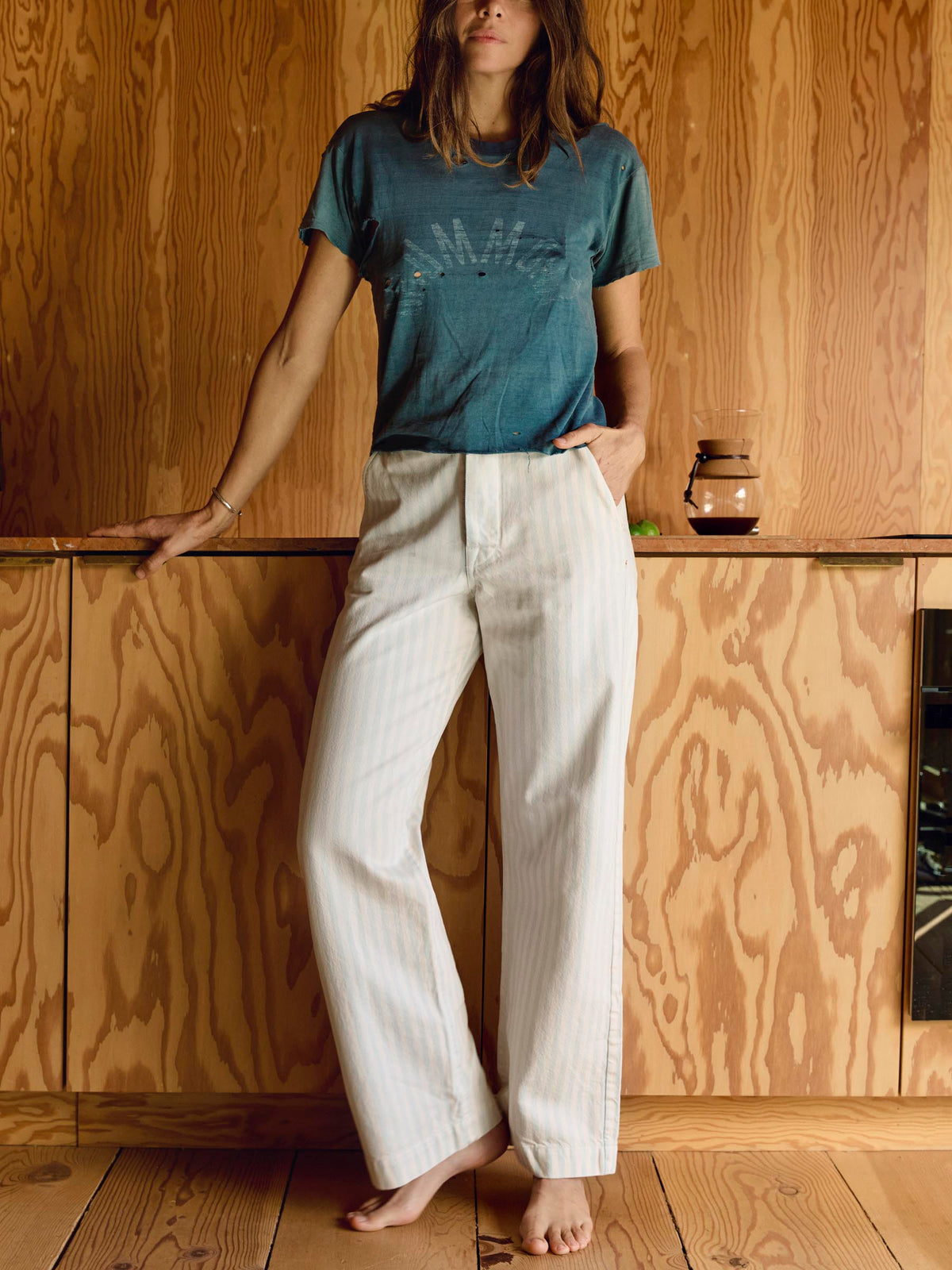 logan bleached indigo stripe