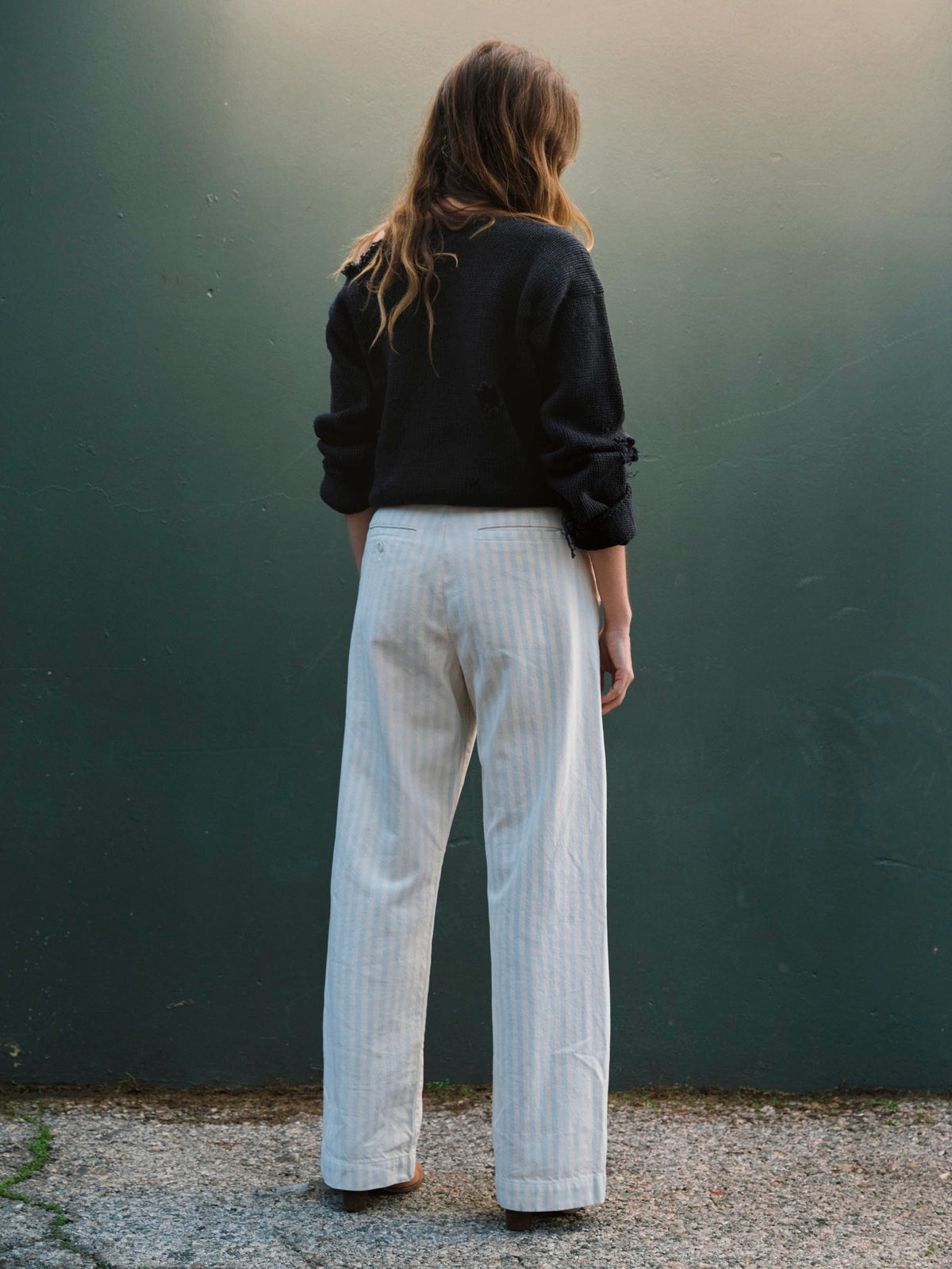 logan bleached indigo stripe