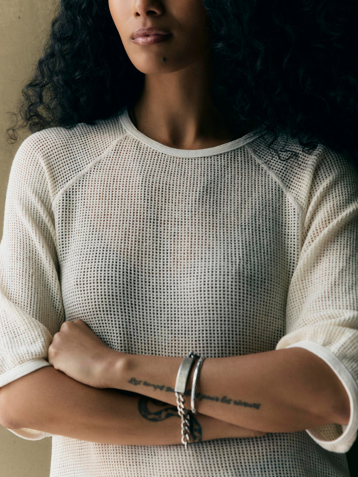 open weave raglan tee in natural