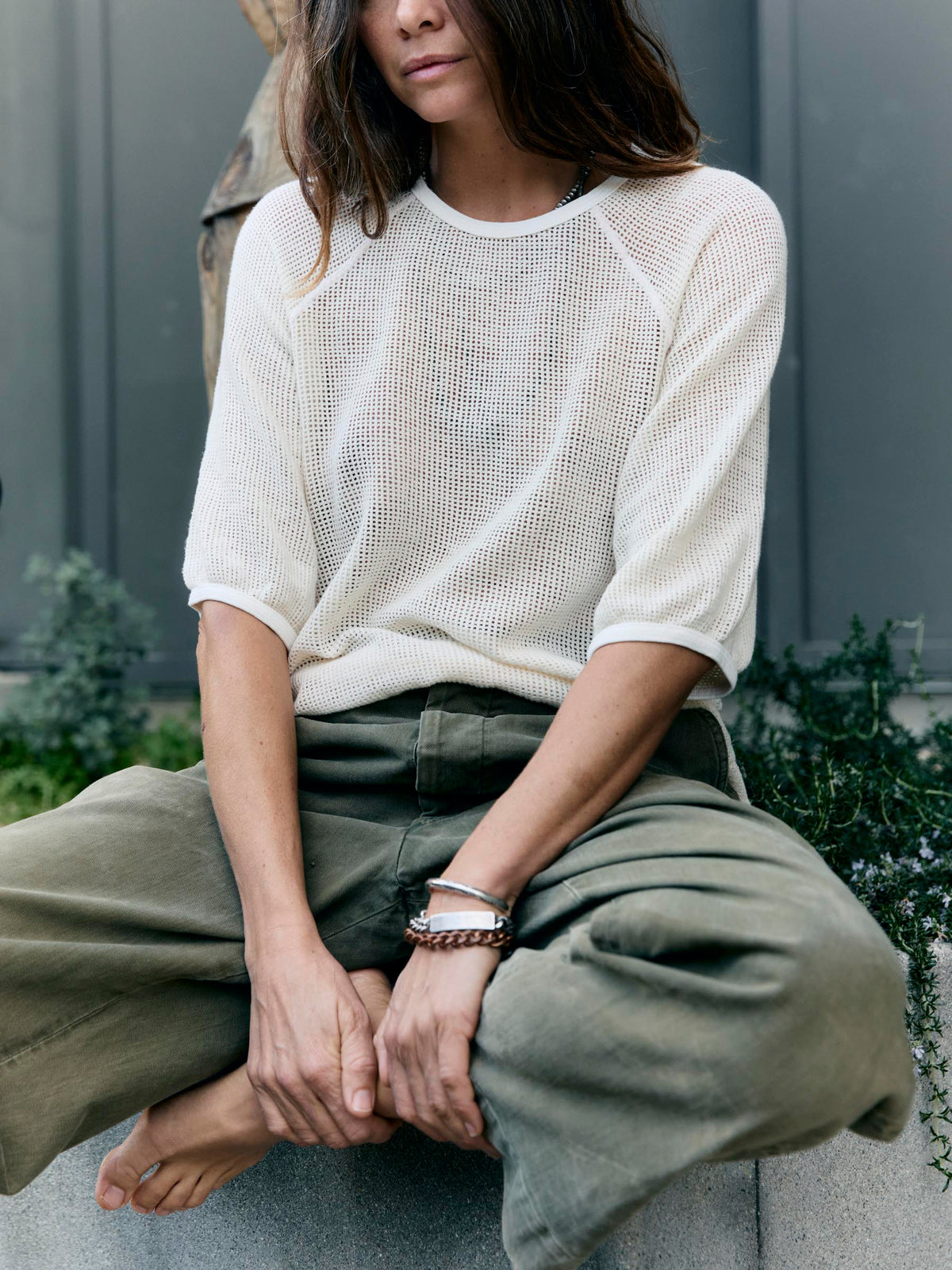 open weave raglan tee in natural