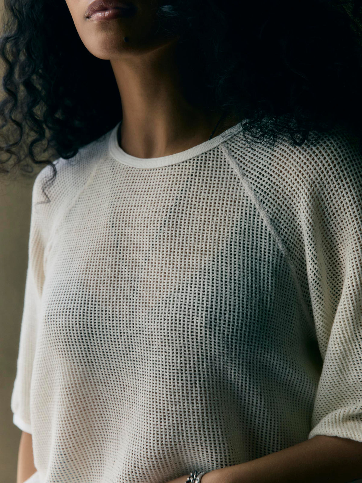 open weave raglan tee in natural