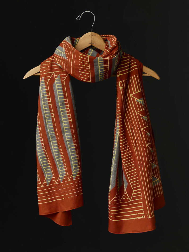 i+w x Three Looms rust bandana scarf - Model