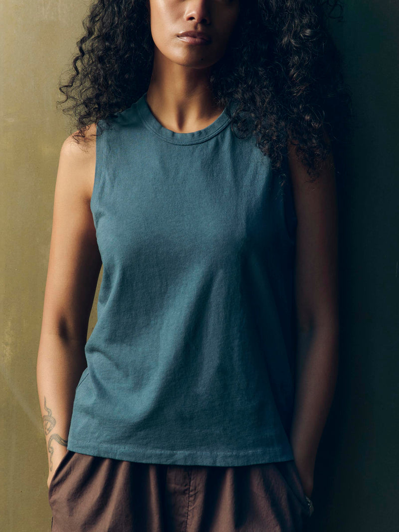 muscle tank in slate blue