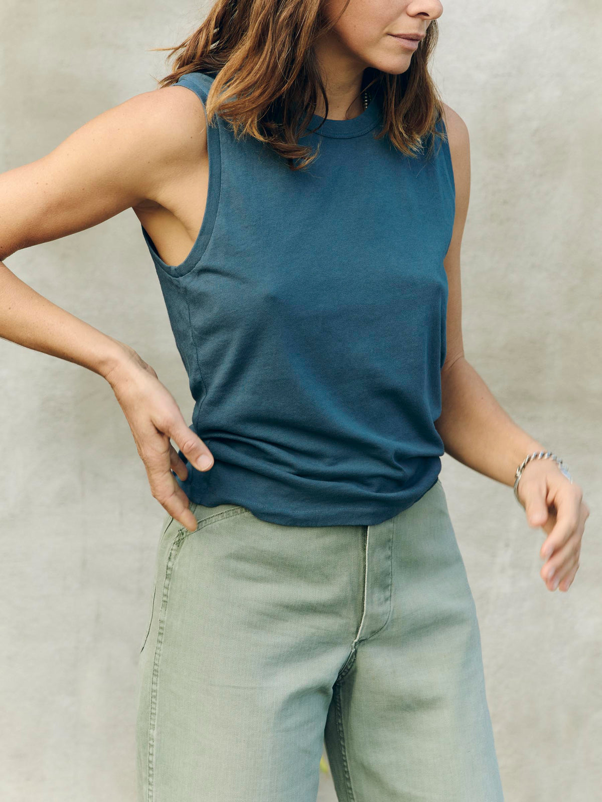 muscle tank in slate blue