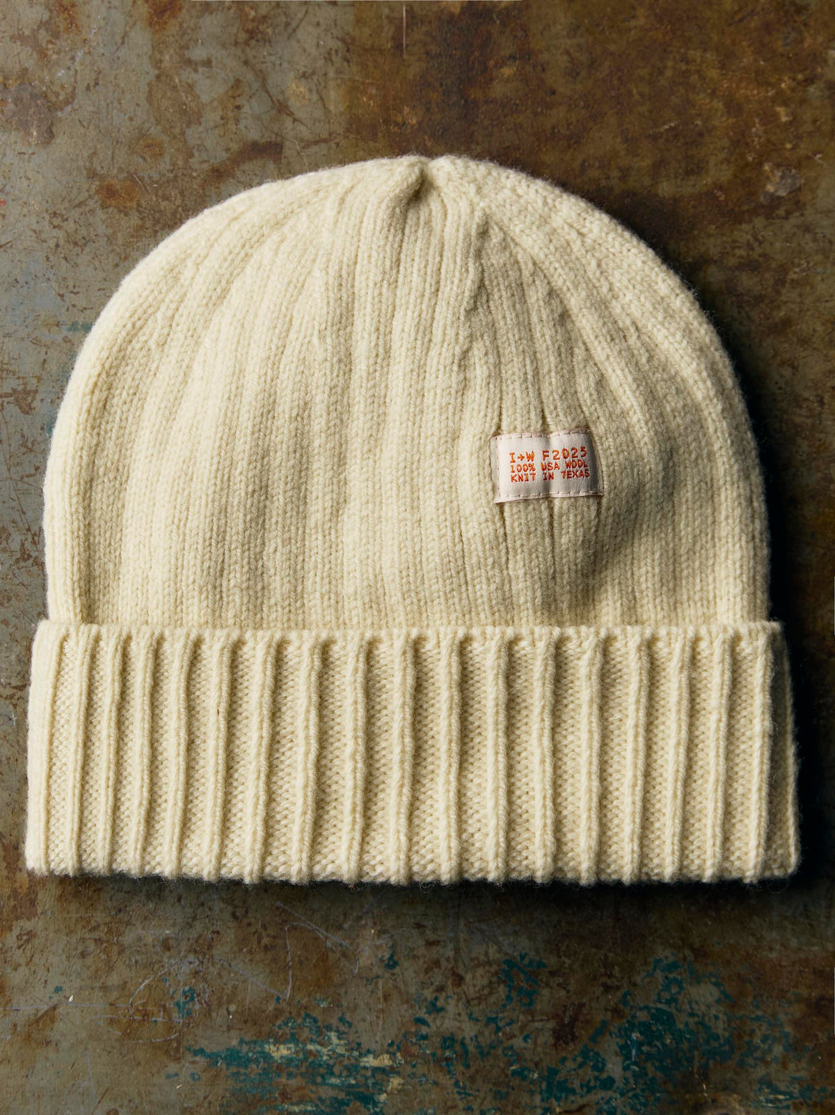 knit wool watch cap in ivory