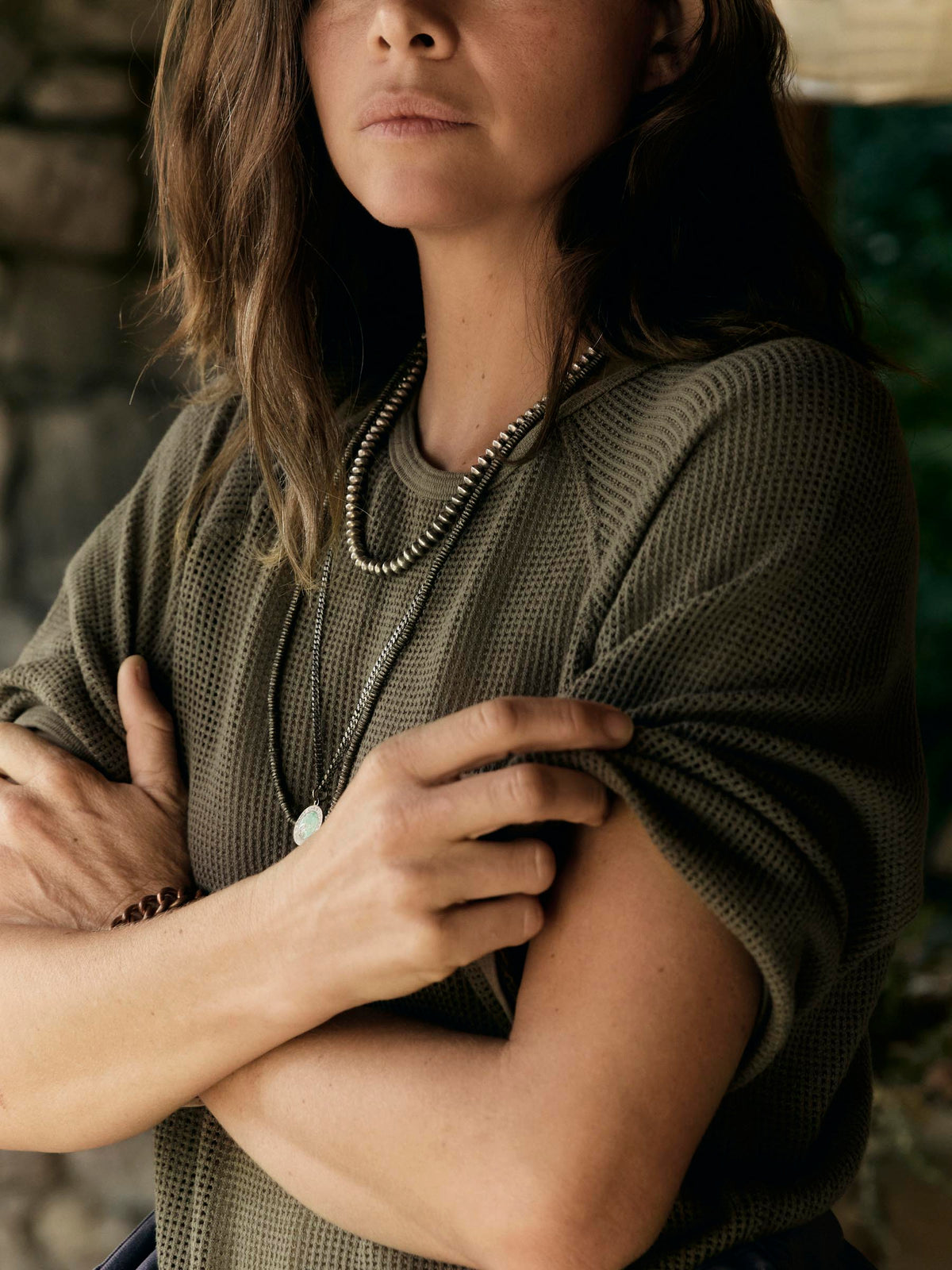 open weave raglan tee in olive