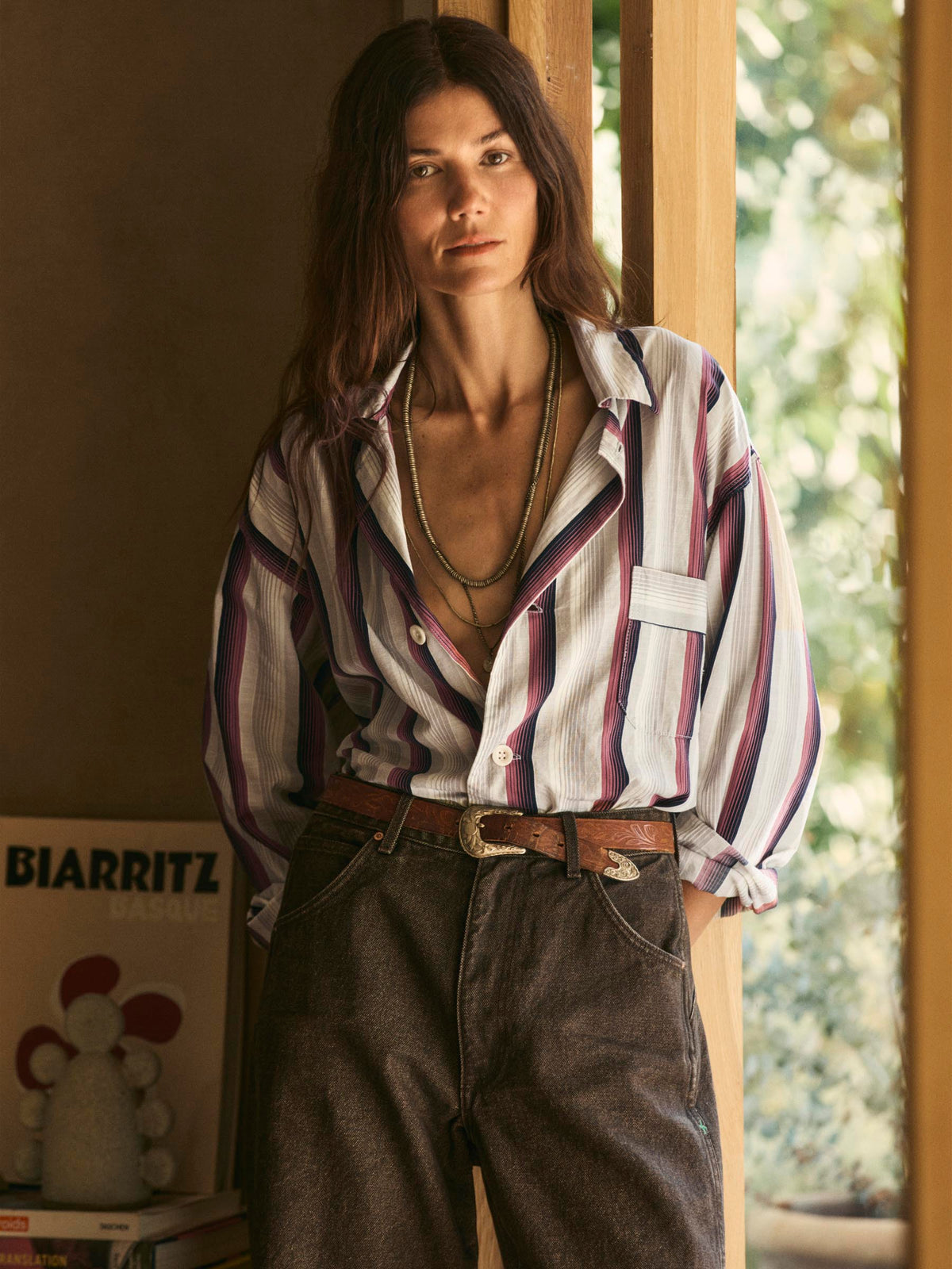 palmer cerise striped button up