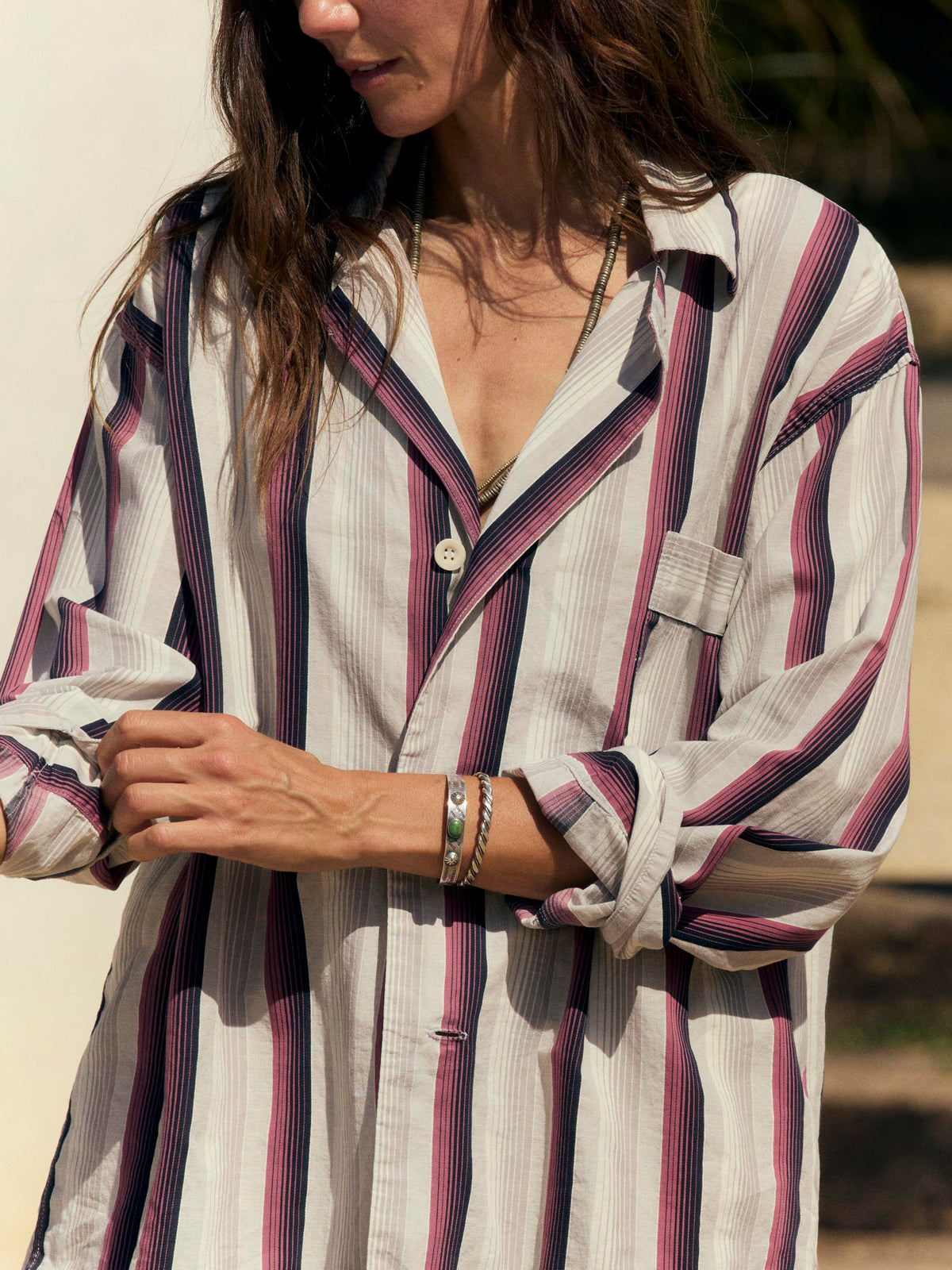 palmer cerise striped button up