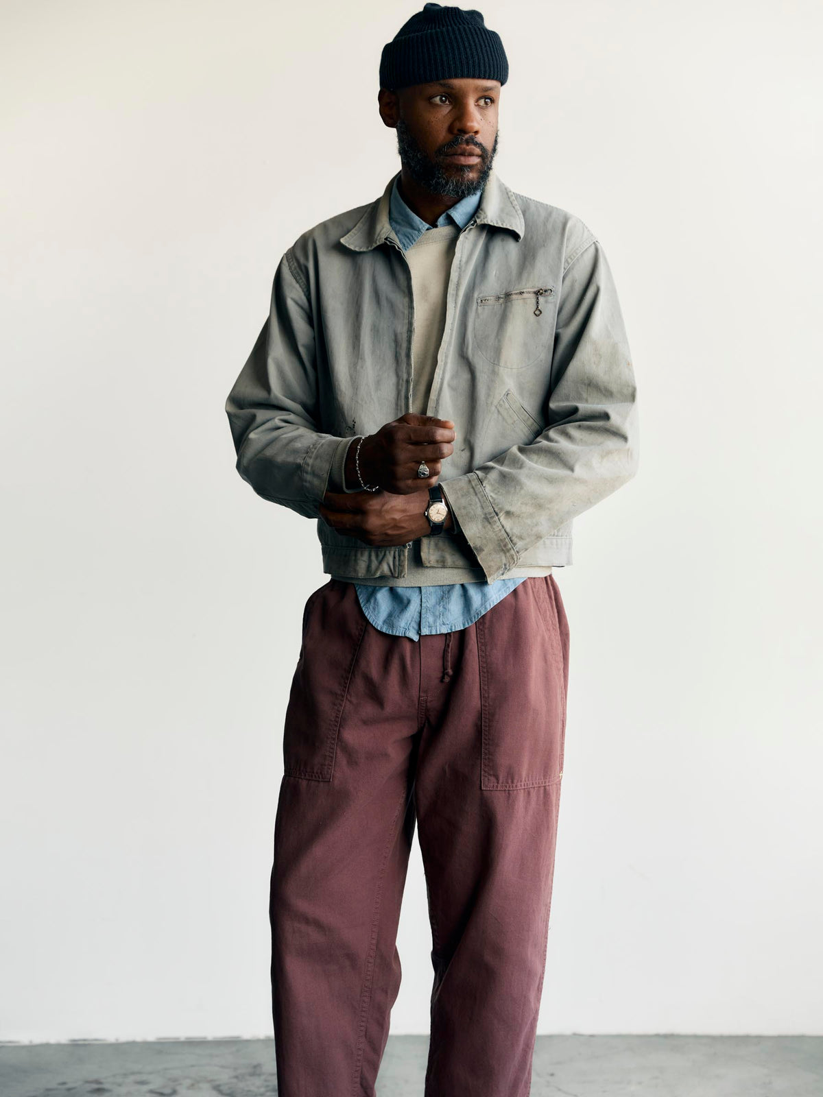 the ventura chore pant in dark mauve