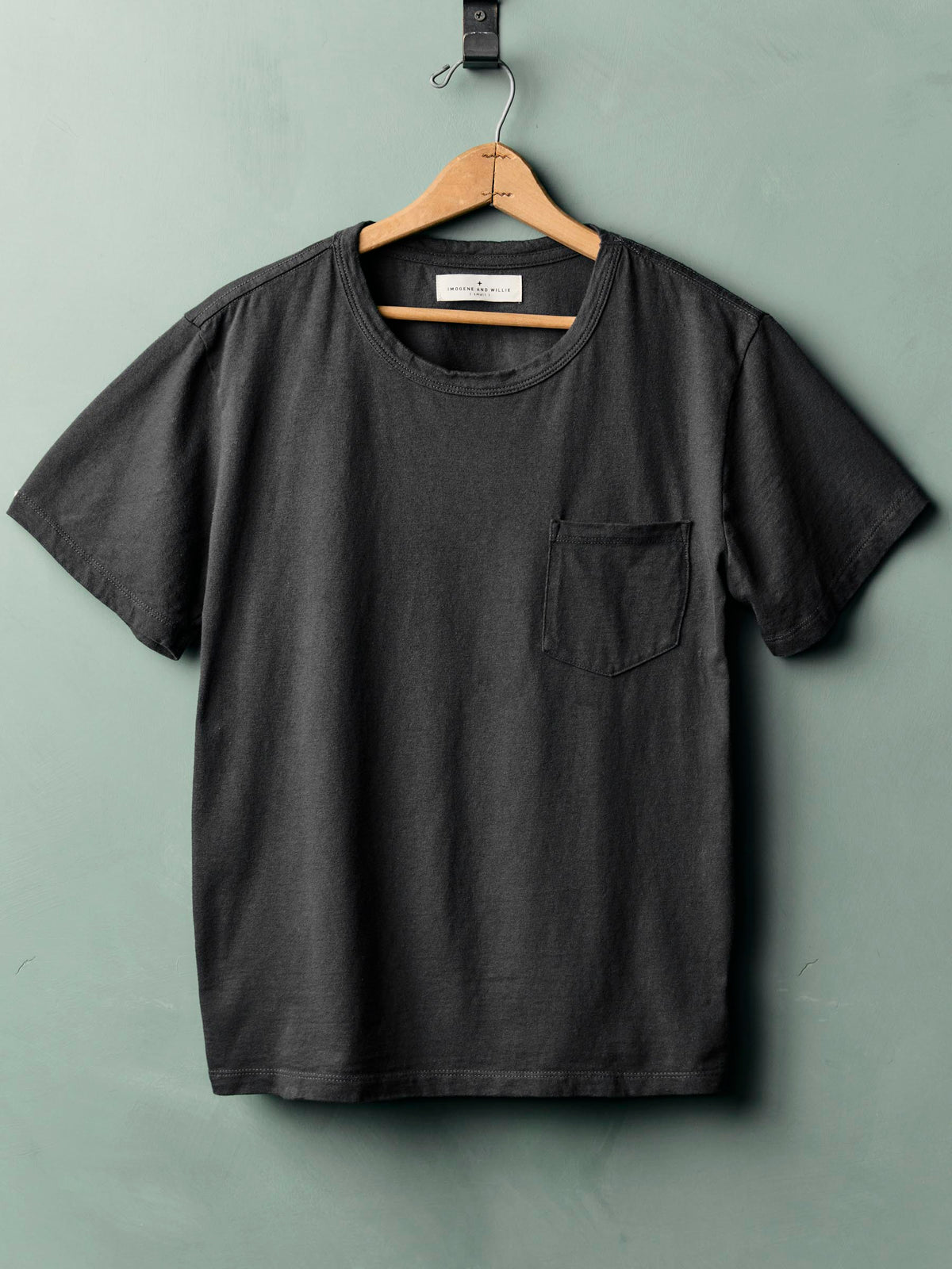 faded black knit pocket tee