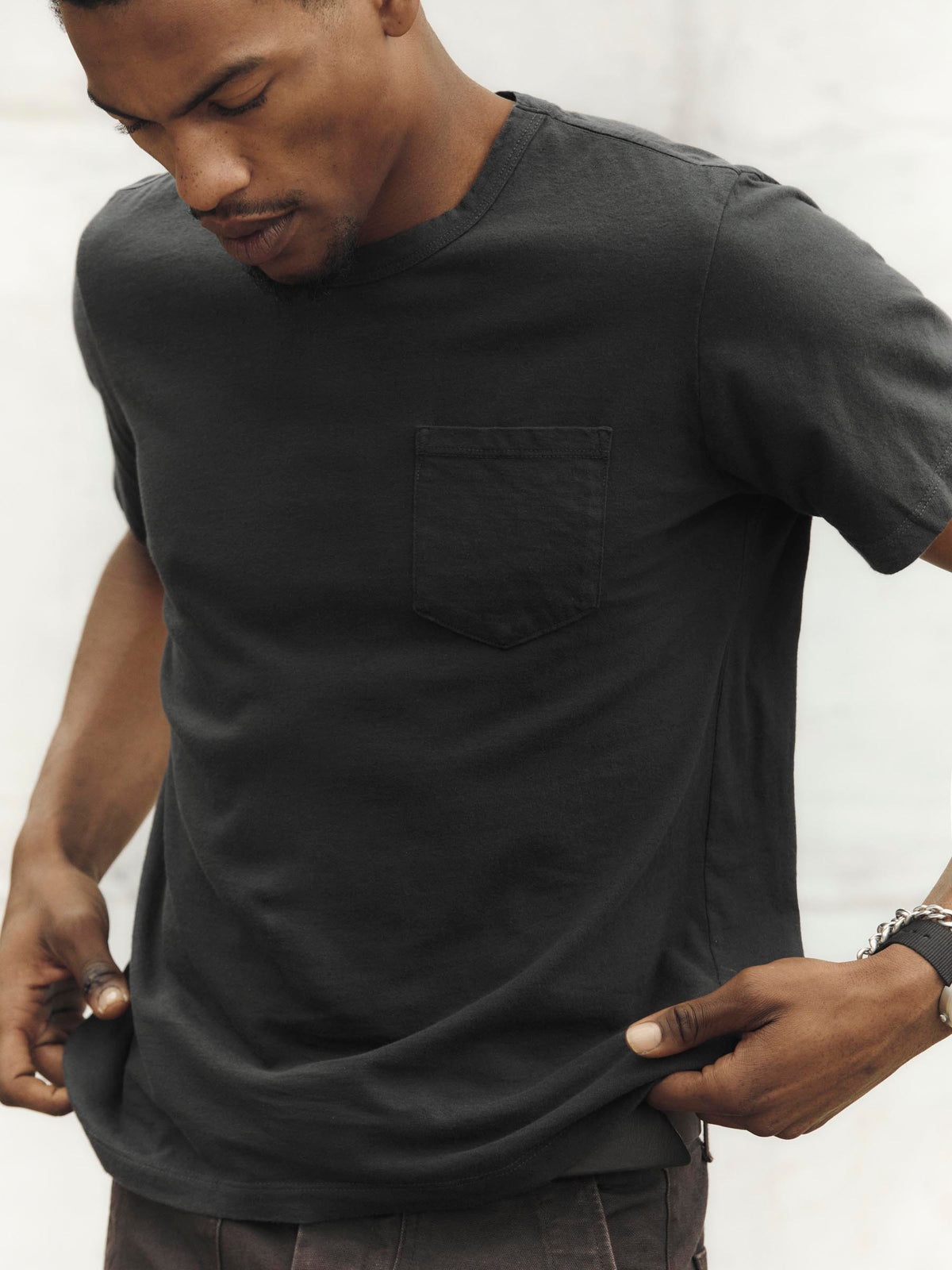 faded black knit pocket tee