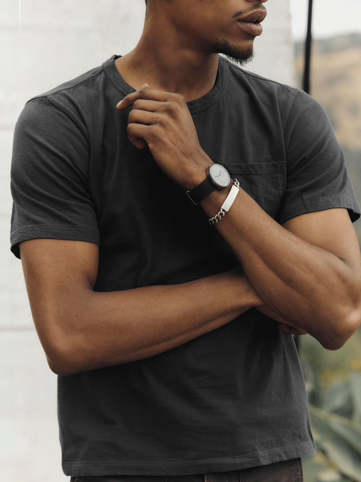 faded black knit pocket tee