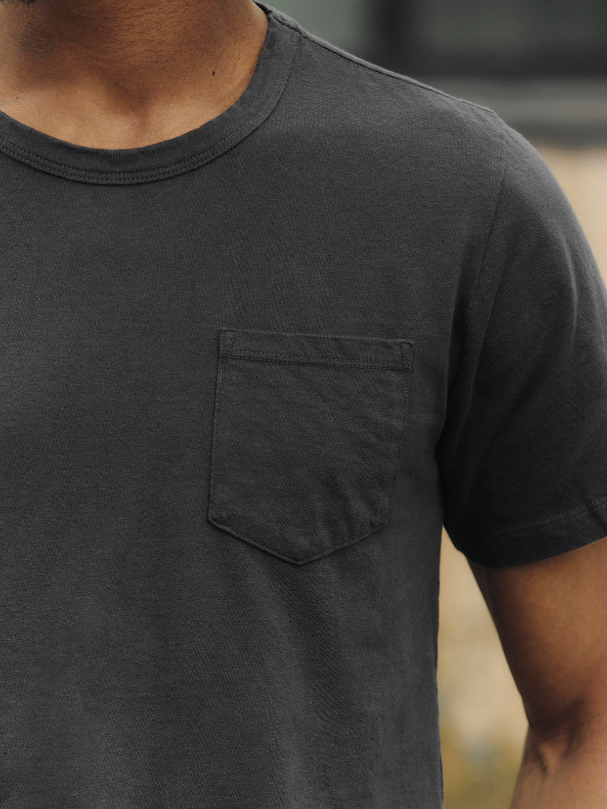 faded black knit pocket tee