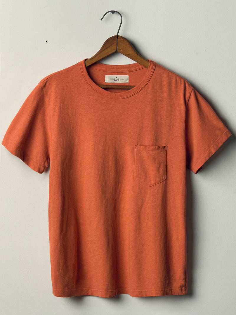 faded orange knit pocket tee