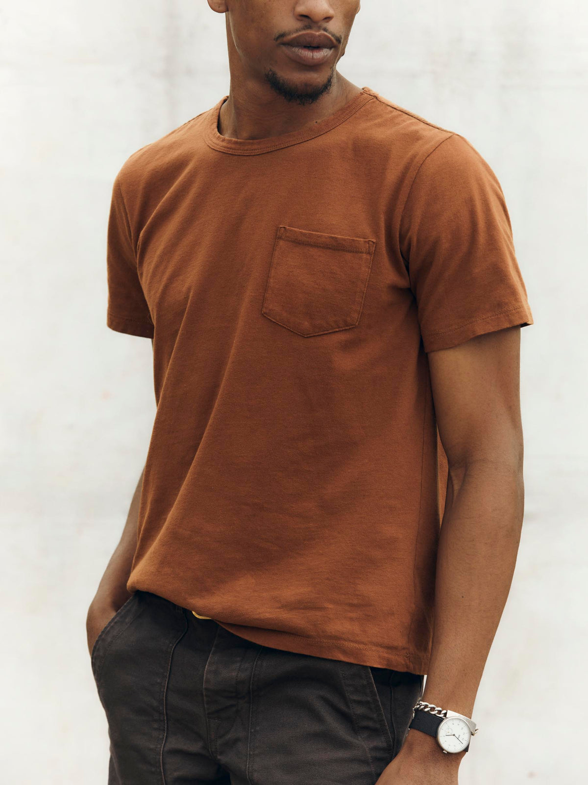 pocket tee in rust