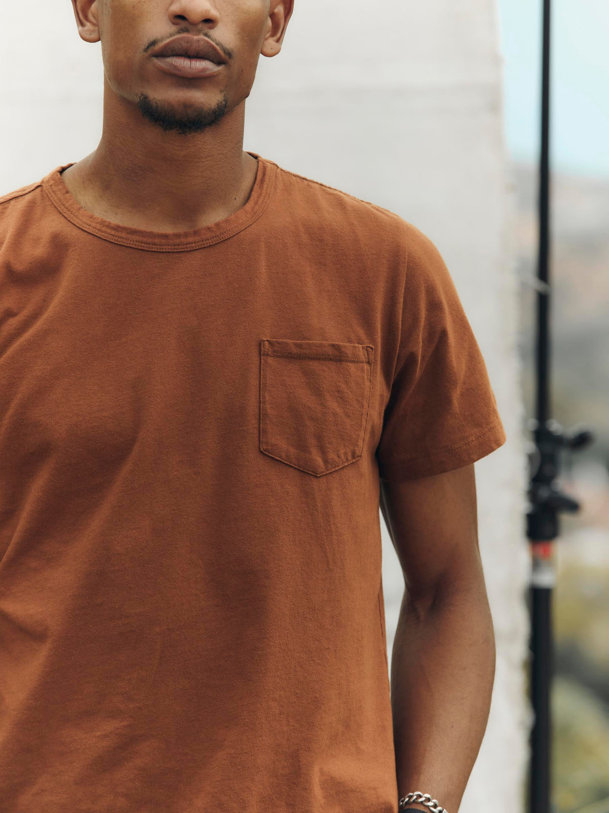 pocket tee in rust