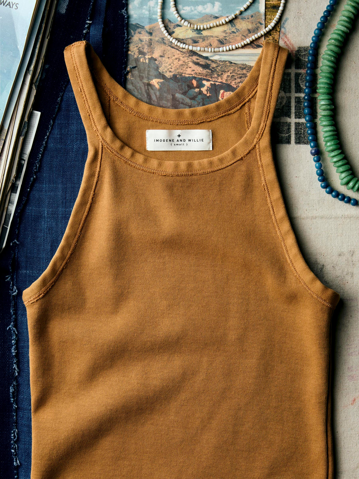 field brown ribbed racerback tank
