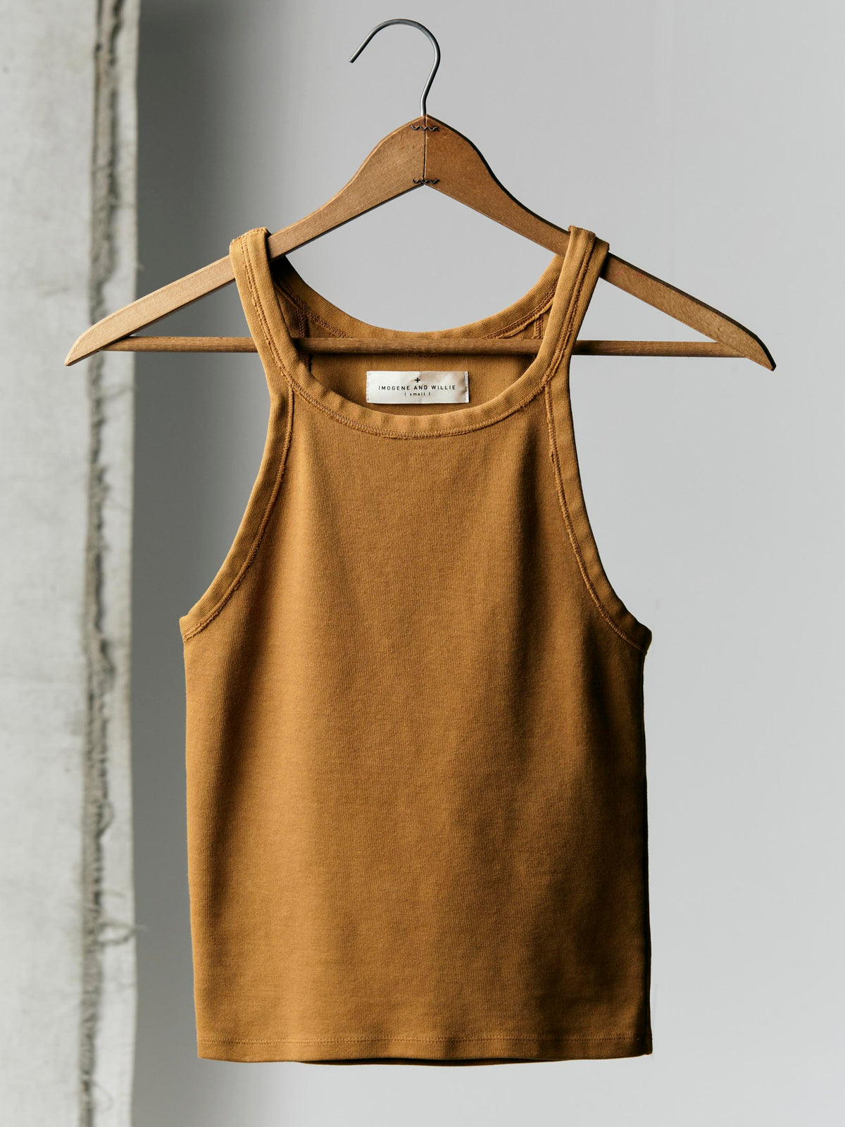 field brown ribbed racerback tank