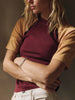 Dark Slate Gray knit raglan crew in maroon