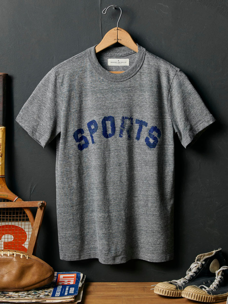 the "sports" tee in heather grey - Model