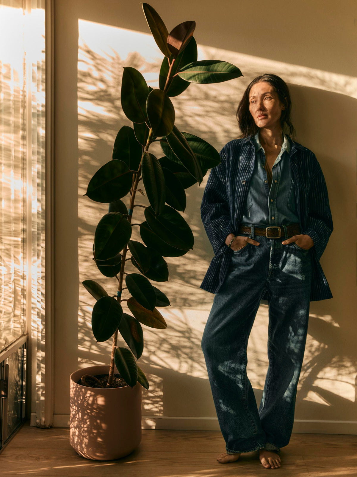 striped indigo studio jacket