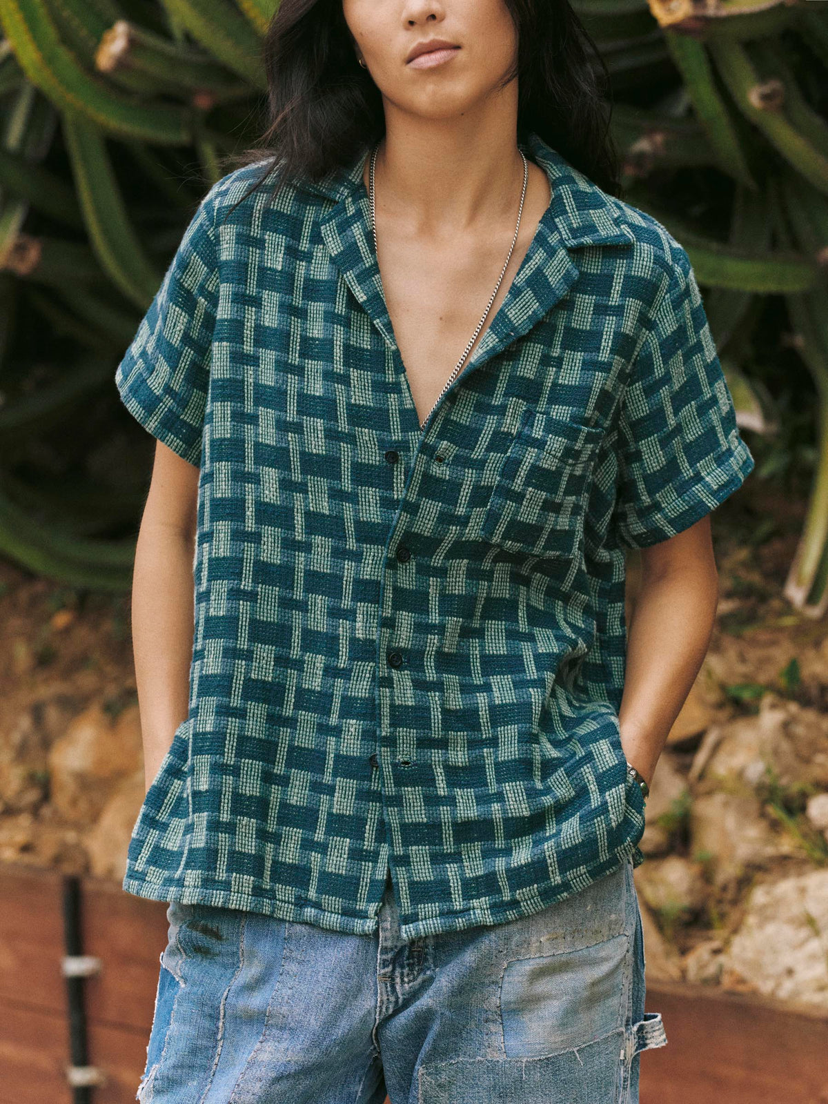 the sunfair shirt in open knit indigo