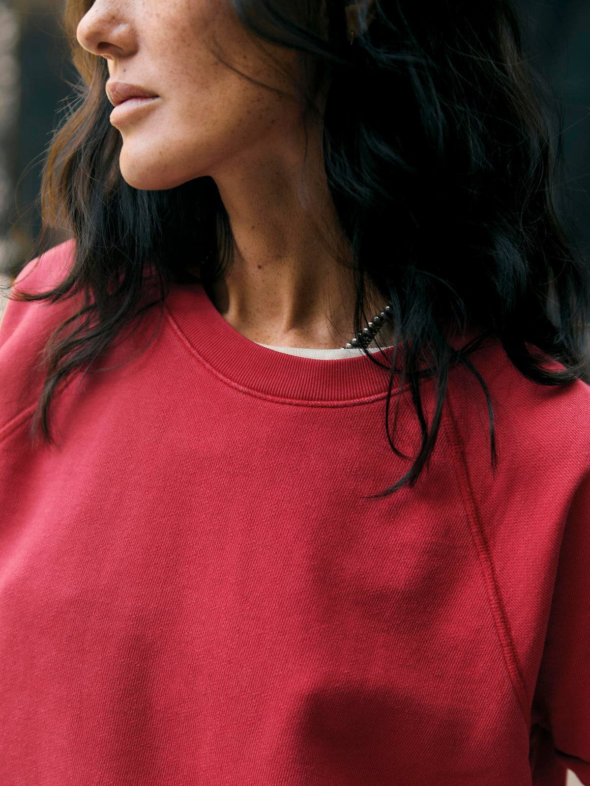 short sleeve raglan sweatshirt in red