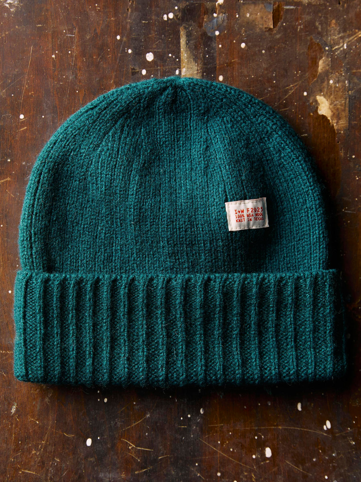 knit wool watch cap in teal