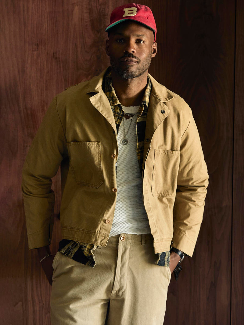 tracker jacket in washed khaki