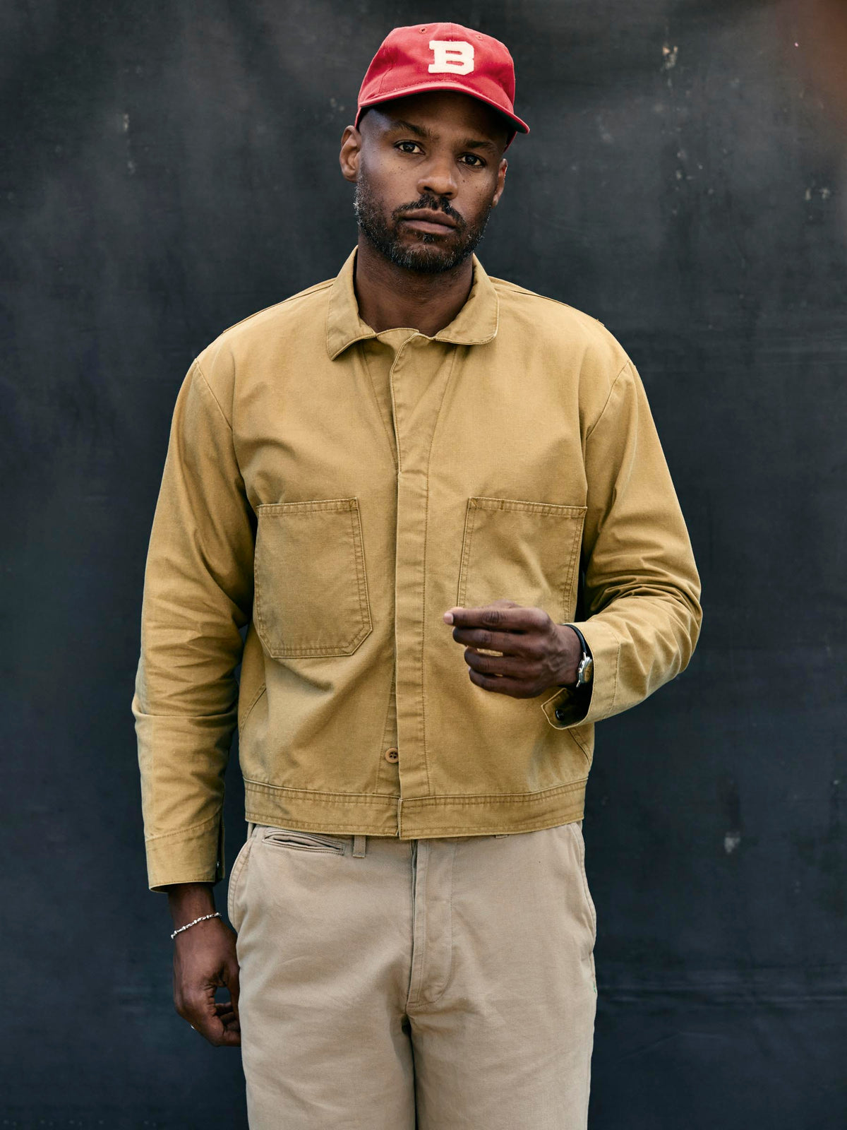 tracker jacket in washed khaki