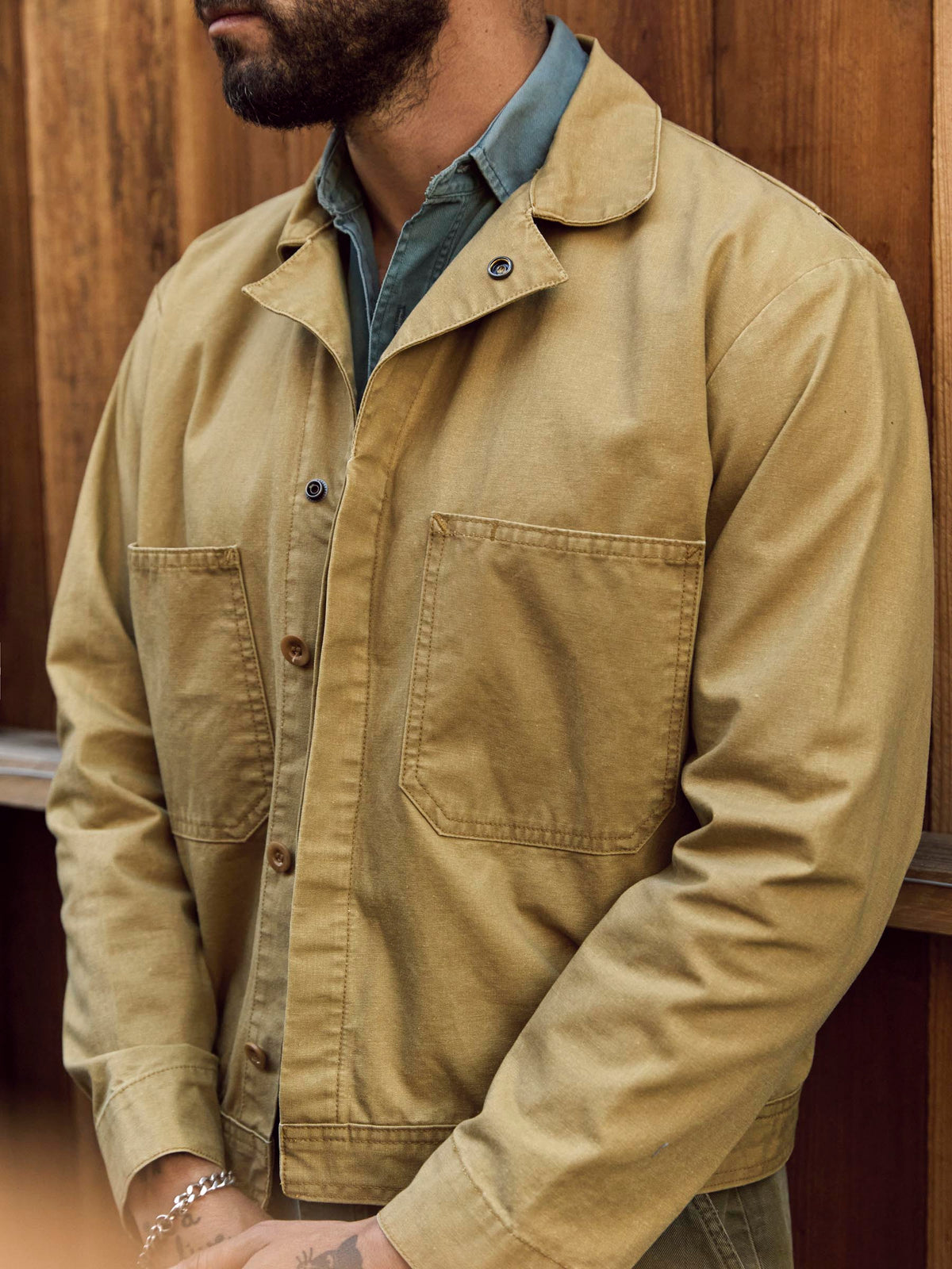 tracker jacket in washed khaki